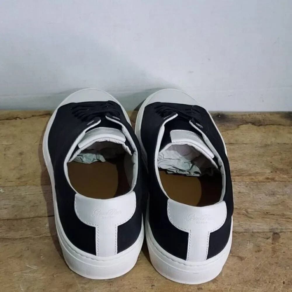 Good man brand legacy lo top sneakers men's italian leather black canvas skater‎